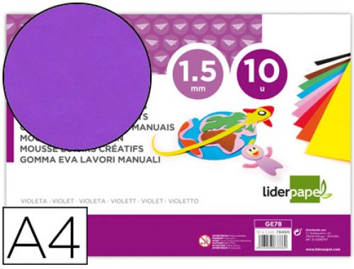 Goma eva liderpapel din a4 60 gr espessura 1,5mm violeta pack 10 folhas , Liderpapel , 78490 , 8423473784901